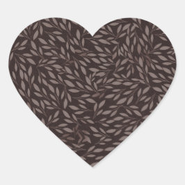 Chocolate Mauve Pink Leaves Botanical Wedding Hart Sticker