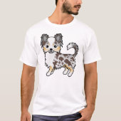Chocolate Merle Long Coat Chihuahua Cartoon Dog T-shirt (Voorkant)