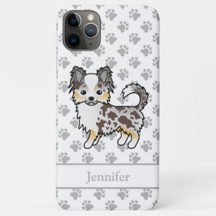 Chocolate Merle Long Coat Chihuahua Dog & Name Case-Mate iPhone Case