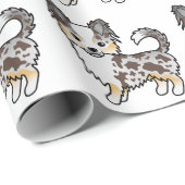 Chocolate Merle Long Coat Chihuahua Dog Pattern Cadeaupapier (Rol Hoek)