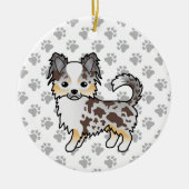 Chocolate Merle Long Coat Chihuahua Dog & Paws Keramisch Ornament (Voorkant)