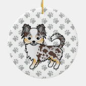 Chocolate Merle Long Coat Chihuahua Dog & Paws Keramisch Ornament (Achterkant)