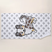 Chocolate Merle Long Coat Chihuahua Dog & Paws Strandlaken (Voorkant)