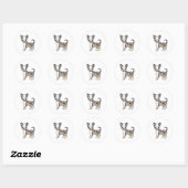 Chocolate Merle Smooth Coat Chihuahua Cartoon Dog Ronde Sticker (Vel)