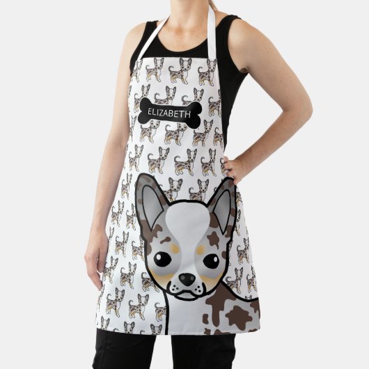 Chocolate Merle Smooth Coat Chihuahua Dog & Name Schort (Insitu)