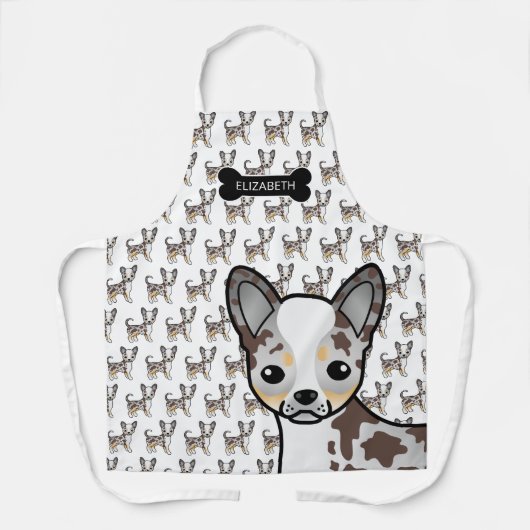 Chocolate Merle Smooth Coat Chihuahua Dog & Name Schort (Voorkant)