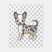 Chocolate Merle Smooth Coat Chihuahua Dog & Paws Fleece Deken (Voorkant)