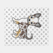 Chocolate Merle Smooth Coat Chihuahua Dog & Paws Fleece Deken (Voorkant (Horizontaal))