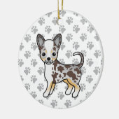 Chocolate Merle Smooth Coat Chihuahua Dog & Paws Keramisch Ornament (Links)