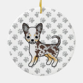 Chocolate Merle Smooth Coat Chihuahua Dog & Paws Keramisch Ornament (Achterkant)
