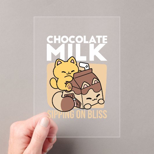 Chocolate Milk Sipping on Bliss – Kawaii Cat Food  Acryl Uitnodigingen (Insitu (Draagbaar))