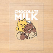 Chocolate Milk Sipping on Bliss – Kawaii Cat Food  Acryl Uitnodigingen (Voorkant)