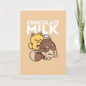 Chocolate Milk Sipping on Bliss – Kawaii Cat Food  Feestdagen Kaart (Voorkant)