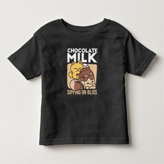 Chocolate Milk Sipping on Bliss – Kawaii Cat Food Kinder Shirts (Voorkant)