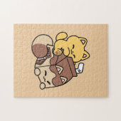 Chocolate Milk Sipping on Bliss – Kawaii Cat Food Legpuzzel (Horizontaal)