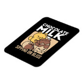 Chocolate Milk Sipping on Bliss – Kawaii Cat Food Magneet (Linkerzijde)