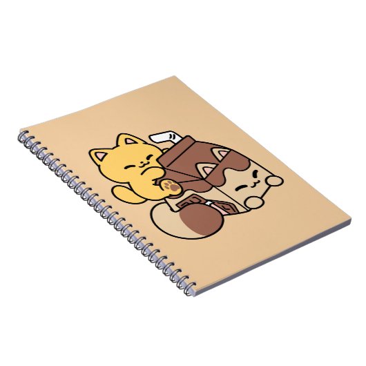 Chocolate Milk Sipping on Bliss – Kawaii Cat Food  Notitieboek (Rechterzijde)