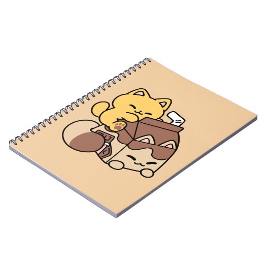 Chocolate Milk Sipping on Bliss – Kawaii Cat Food  Notitieboek (Linkerzijde)