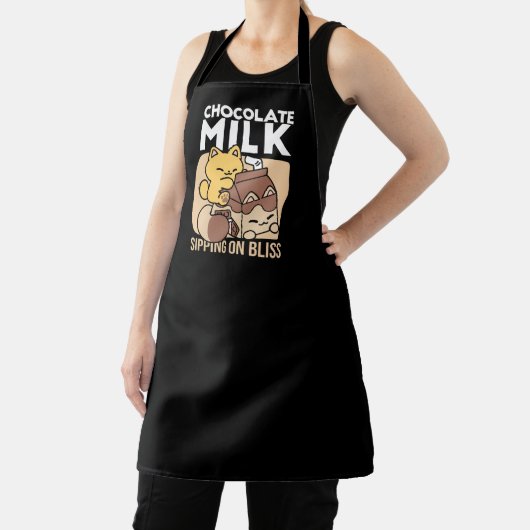 Chocolate Milk Sipping on Bliss – Kawaii Cat Food  Schort (Insitu)