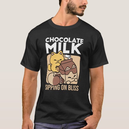 Chocolate Milk Sipping on Bliss – Kawaii Cat Food  T-shirt (Voorkant)
