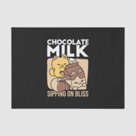 Chocolate Milk Sipping on Bliss – Kawaii Cat Food Tissuepapier