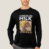 Chocolate Milk Sipping on Bliss – Kawaii Cat Food Tri-Blend Shirt (Voorkant volledig)