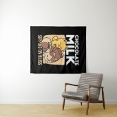 Chocolate Milk Sipping on Bliss – Kawaii Cat Food Wandkleed (In Situ (horizontaal))