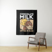 Chocolate Milk Sipping on Bliss – Kawaii Cat Food Wandkleed (In situ)