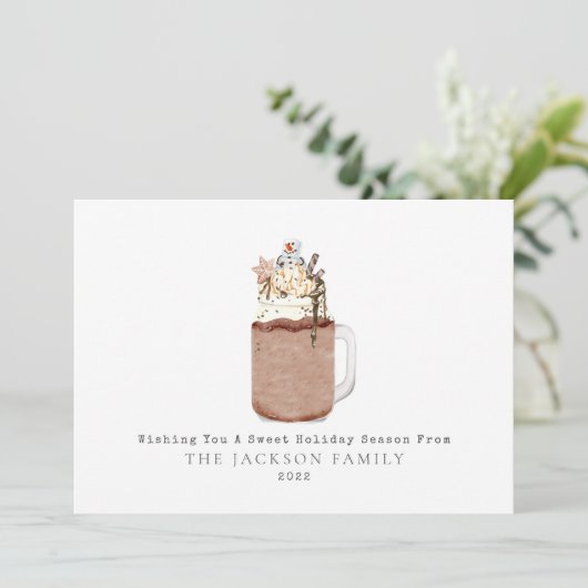 Chocolate Milkshake Snowman Sweet Feestdagenkaart (Staand voorkant)