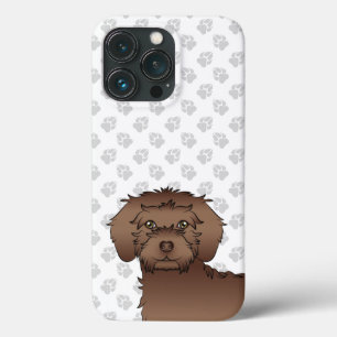 Chocolate Mini Goldendoodle Mopshoofd Cute Cartoon Case-Mate iPhone Case