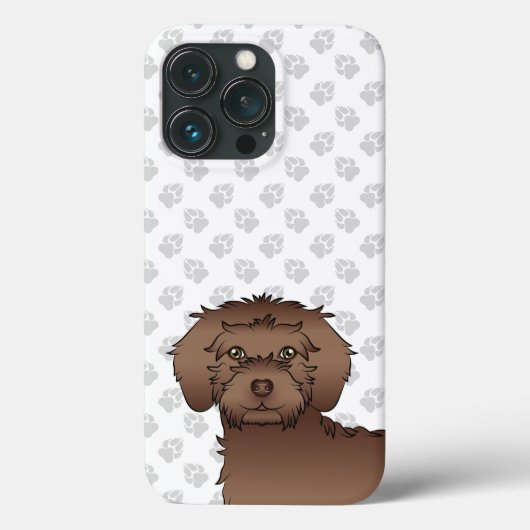 Chocolate Mini Goldendoodle Mopshoofd Cute Cartoon Case-Mate iPhone Case (Achterkant)