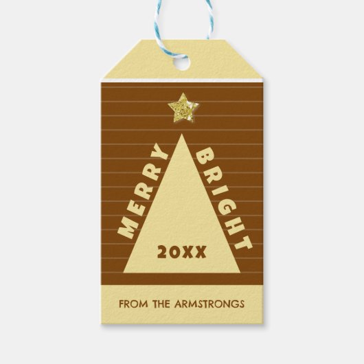 Chocolate Minimalist Christmas Tree Name Cadeaulabel (Voorkant)