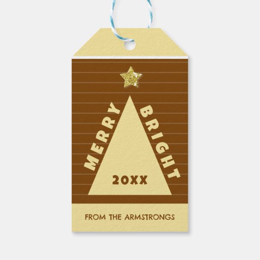 Chocolate Minimalist Christmas Tree Name Cadeaulabel (Achterkant)