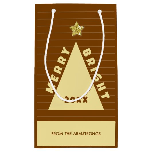 Chocolate Minimalist Christmas Tree Name Klein Cadeauzakje (Achterkant)