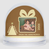 Chocolate Minimalist Tree Gift Box Photo Keepsake Sneeuwbol (Voorkant)