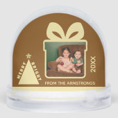 Chocolate Minimalist Tree Gift Box Photo Keepsake Sneeuwbol (Achterkant)