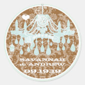 Chocolate Mint Damask Chandelier Stickers (Voorkant)