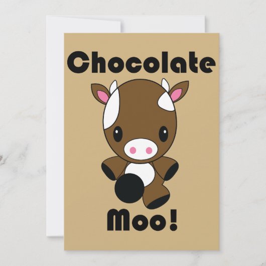 Chocolate Moo Kawaii Cow-uitnodigingen Kaart (Voorkant)