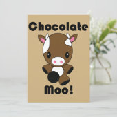 Chocolate Moo Kawaii Cow-uitnodigingen Kaart (Staand voorkant)