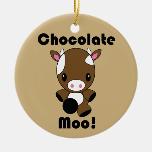 Chocolate Moo Kawaii Cow-versiering Keramisch Ornament (Voorkant)