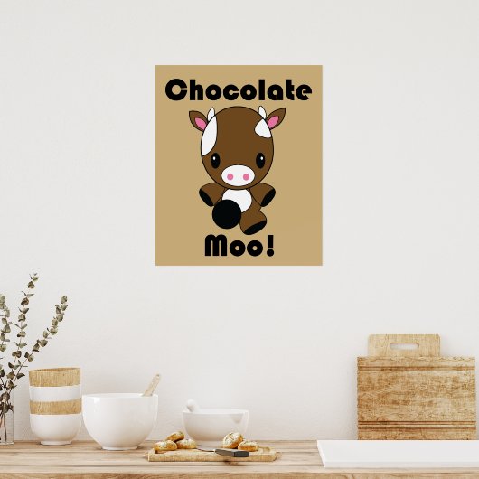 Chocolate Moo Kawaii Koe poster (Keuken)