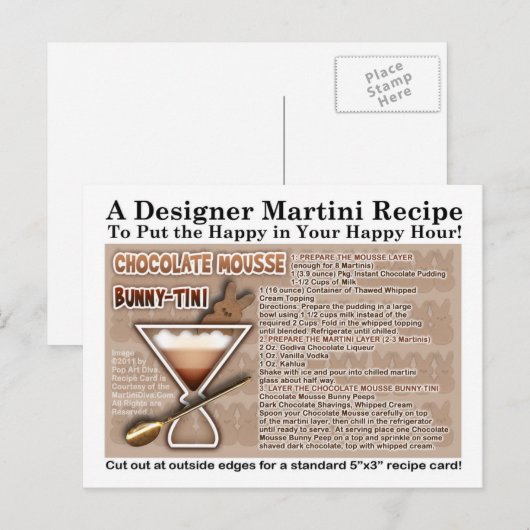 Chocolate Mousse Bunny Easter Martini Recept Kaart (Voorkant / Achterkant)