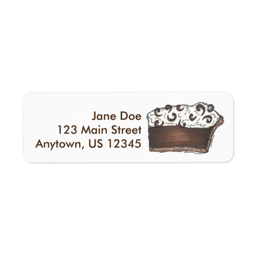 Chocolate Mousse Pie Slice Dessert Adresetiketten Etiket (Voorkant)