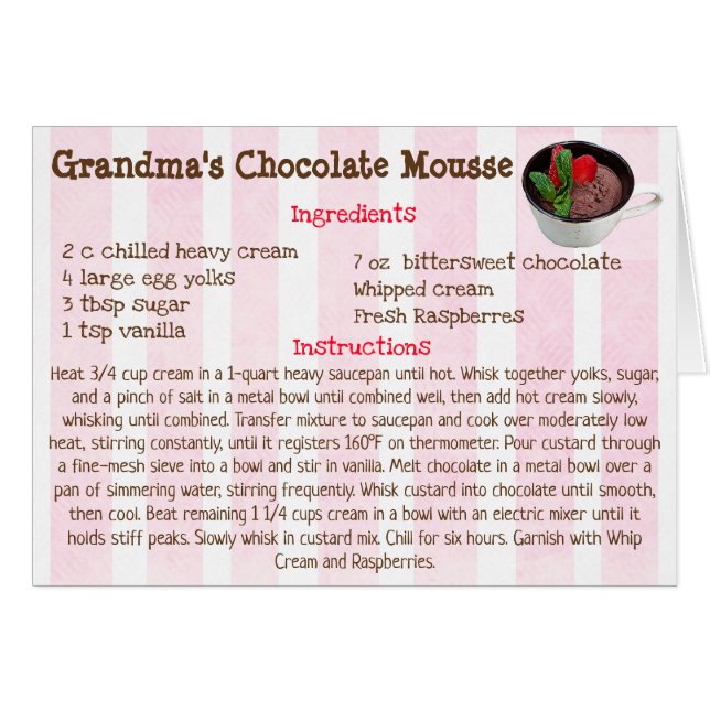 Chocolate Mousse Recept Kaart (Voorkant Horizontaal)