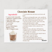 Chocolate  Mousse Recipe Card Briefkaart (Achterkant)