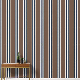 Chocolate & Navy Double Rugby Stripe  Behang