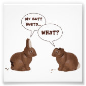 Chocolate Neaster Bunny Rabbits Butt Hurts Foto Afdruk (Voorkant)