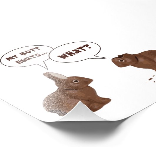 Chocolate Neaster Bunny Rabbits Butt Hurts Foto Afdruk (Hoek)