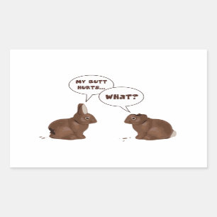 Chocolate Neaster Bunny Rabbits Butt Hurts Rechthoekige Sticker