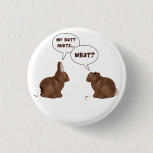 Chocolate Neaster Bunny Rabbits Butt Hurts Ronde Button 3,2 Cm
